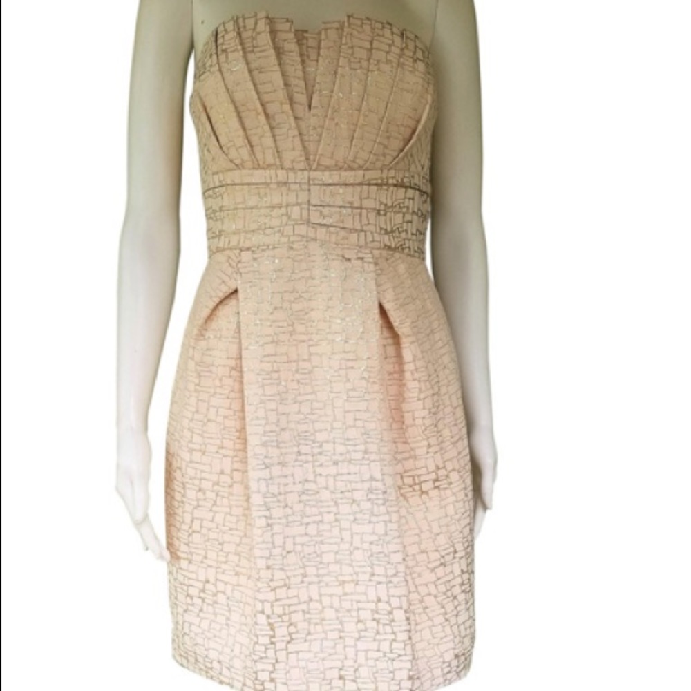 Max & Cleo strapless ivory and gold dress